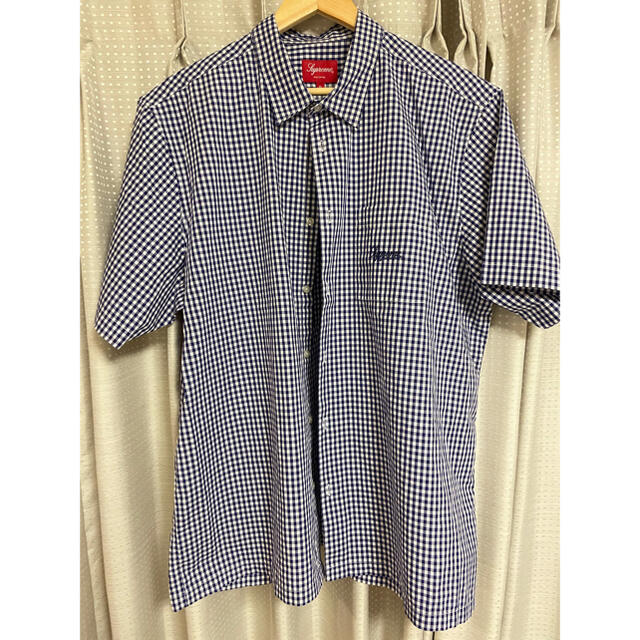 supreme  Gingham S/S Shirt  Navy