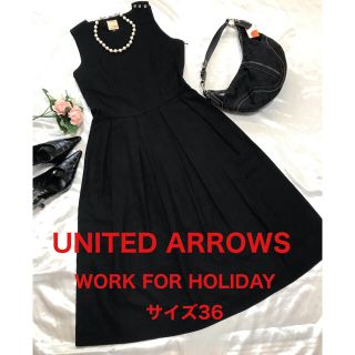 ユナイテッドアローズ(UNITED ARROWS)のUNITED ARROWS  綿　麻混　ワンピース　ブラック　サイズ36(ひざ丈ワンピース)