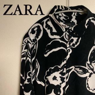 ザラ(ZARA)のZARA ザラ　モノトーン　総柄　シャツ　メンズ　黒　モード　ロック(シャツ)