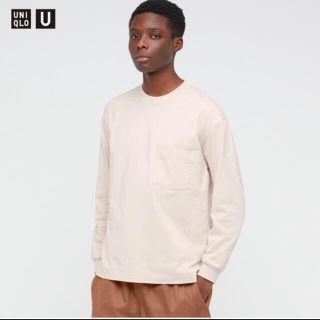 ユニクロ(UNIQLO)のロンT Tシャツ　長袖　クルーネックT(長袖) ベージュ Mサイズ ユニクロU(Tシャツ/カットソー(七分/長袖))