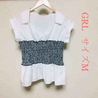 グレイル(GRL)のグレイル 切り替え ブラウス M ホワイト GRL(シャツ/ブラウス(半袖/袖なし))