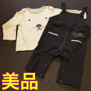 ベベ(BeBe)の【美品】bebe オーバーオール　Tシャツ　セット　80サイズ(カバーオール)