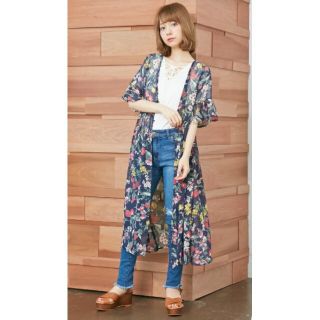 イング(INGNI)の409*NEW!!INGNI/イング★切替フレア袖✩花柄シフォンガウン♪ネイビー(その他)