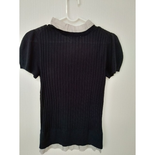 レステラ 半袖ニット フリル 紺色 レディースのトップス(Tシャツ(半袖/袖なし))の商品写真