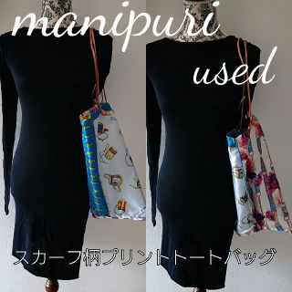 manipuri スカーフ柄プリントトートバッグ(トートバッグ)