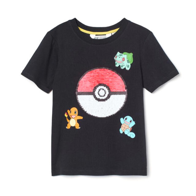 H&M(エイチアンドエム)の新品H&Mポケモンスパンコール半袖シャツ110センチピカチュウ キッズ/ベビー/マタニティのキッズ服男の子用(90cm~)(Tシャツ/カットソー)の商品写真