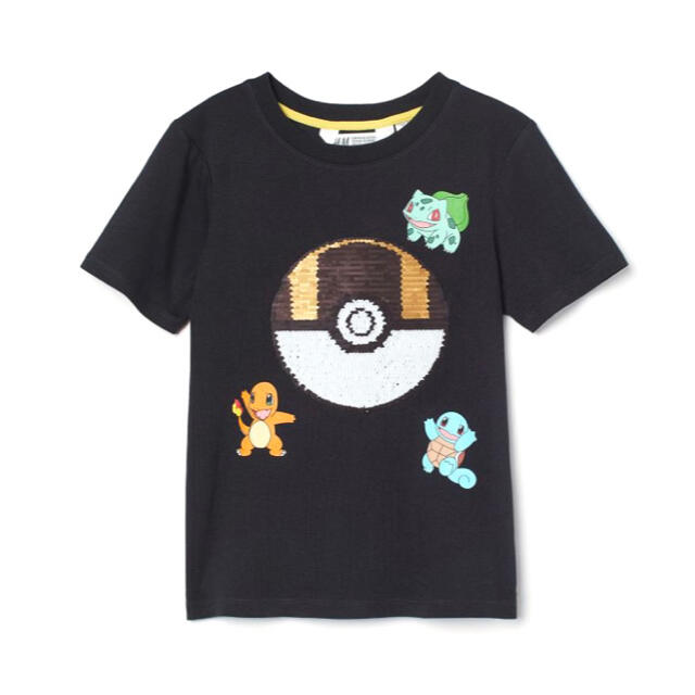 H&M(エイチアンドエム)の新品H&Mポケモンスパンコール半袖シャツ110センチピカチュウ キッズ/ベビー/マタニティのキッズ服男の子用(90cm~)(Tシャツ/カットソー)の商品写真