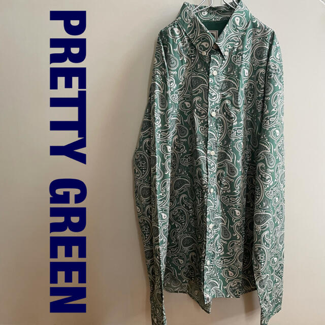 Pretty Green  グリーンペイズリー　総柄　シャツ　サイズ4トップス