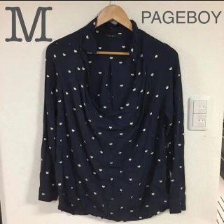 ページボーイ(PAGEBOY)のハートドット スキッパーシャツ ネイビー　紺　シャツ(シャツ/ブラウス(長袖/七分))