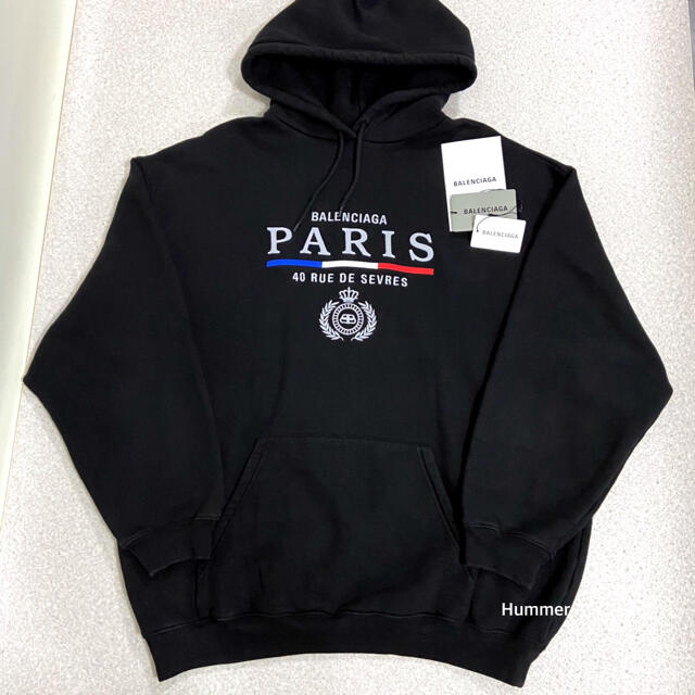 Balenciaga(バレンシアガ)の国内正規品　美品　バレンシアガ　PARIS刺繍　フード　パーカー　20AW XL メンズのトップス(パーカー)の商品写真