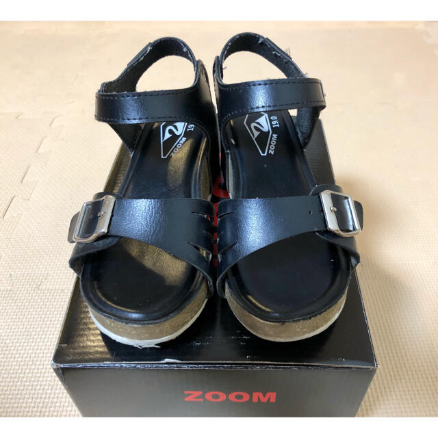 Zoom(ズーム)のPEEP ZOOM ベルクロ ウェッジソールサンダル キッズ 19.0 ブラック キッズ/ベビー/マタニティのキッズ靴/シューズ(15cm~)(サンダル)の商品写真