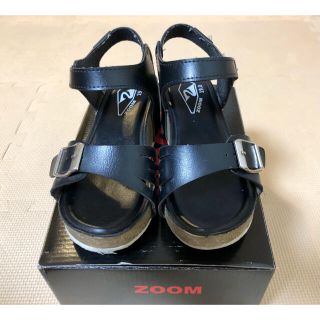 ズーム(Zoom)のPEEP ZOOM ベルクロ ウェッジソールサンダル キッズ 19.0 ブラック(サンダル)