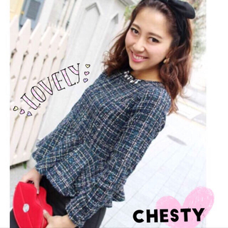 チェスティ(Chesty)のchesty新品ツイードビジュートップス(カットソー(長袖/七分))