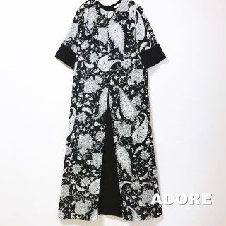 アドーア(ADORE)の【ADORE】オリエンタルプリント スリット ワンピース タグ付未使用(ロングワンピース/マキシワンピース)