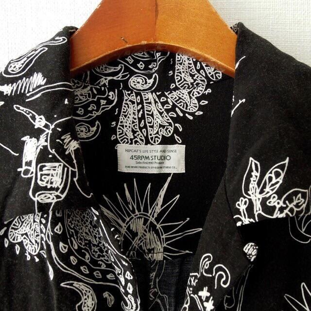 45rpm(フォーティーファイブアールピーエム)の45rpm studio 半袖 開襟シャツ  日本製 黒(t-456) メンズのトップス(シャツ)の商品写真