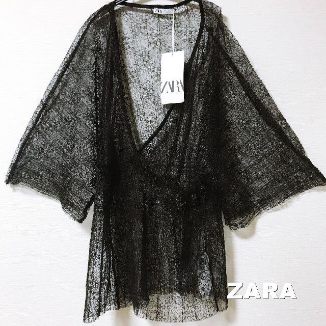 ZARA(ザラ)の【ZARA】総レース レイヤード カットソー タグ付未使用 レディースのトップス(シャツ/ブラウス(半袖/袖なし))の商品写真