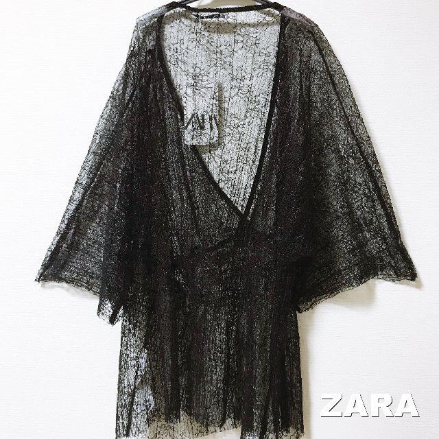 ZARA(ザラ)の【ZARA】総レース レイヤード カットソー タグ付未使用 レディースのトップス(シャツ/ブラウス(半袖/袖なし))の商品写真