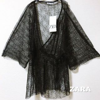 ザラ(ZARA)の【ZARA】総レース レイヤード カットソー タグ付未使用(シャツ/ブラウス(半袖/袖なし))