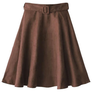 グレイル(GRL)の新品♡GRL グレイル ベルト付きスエード膝丈スカート ブラウン スナイデルL(ひざ丈スカート)