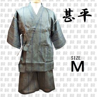 アラスコ(新主己)の新品　Ｍ　甚平　上下セット　グレー　しじら織り　新主己(浴衣)