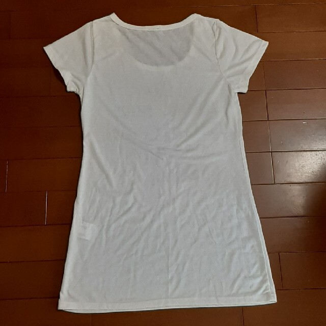 レディース 白ロングTシャツ Lサイズ レディースのトップス(Tシャツ(半袖/袖なし))の商品写真
