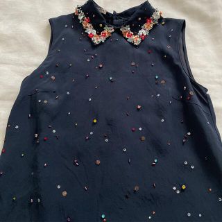 ミュウミュウ(miumiu)のmiumiu ノースリーブブラウス　36(シャツ/ブラウス(半袖/袖なし))