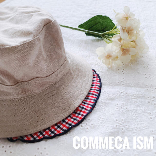 COMME CA ISM(コムサイズム)の値下げ　コムサイズム　バケットハット　帽子　フラップ　新品　未使用　チェック キッズ/ベビー/マタニティのこども用ファッション小物(帽子)の商品写真