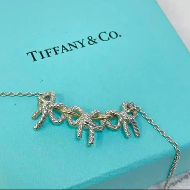 【美品】Tiffany ティファニー ネックレス  3連  リボン ネックレス4℃