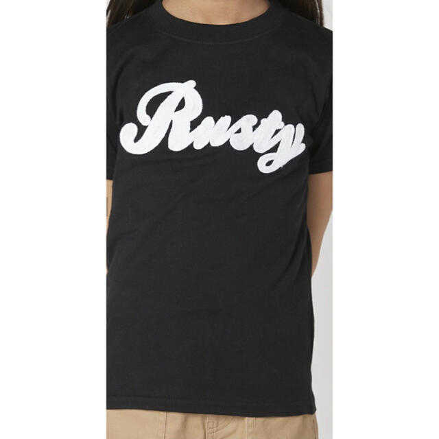 RUSTY(ラスティ)の【新品】RUSTY キッズ  半袖  UVカットＴシャツ  150  黒×白文字 キッズ/ベビー/マタニティのキッズ服女の子用(90cm~)(Tシャツ/カットソー)の商品写真