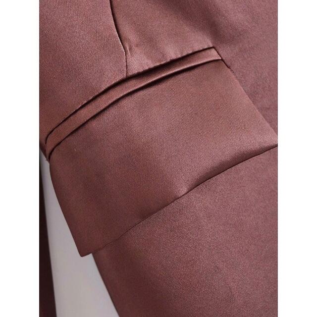 ほぼ新品✨️ZARA　超おしゃれ　光沢感　ブラウン　サテン　テーラードジャケット ZARA - 🌻7月新作🏖4810◇brown ブラウン サテン テーラード