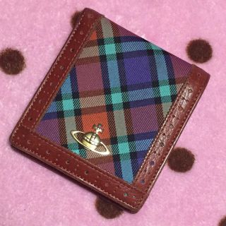 ヴィヴィアンウエストウッド(Vivienne Westwood)のチェック柄二つ折り財布ブラウン系(財布)