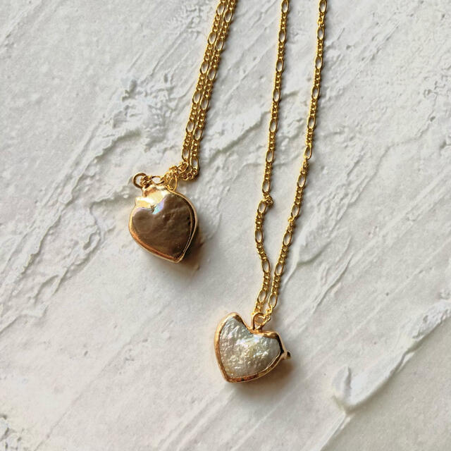 Grimoire(グリモワール)の♥ Vintage rétro Heart Pearl Necklace ハンドメイドのアクセサリー(ネックレス)の商品写真