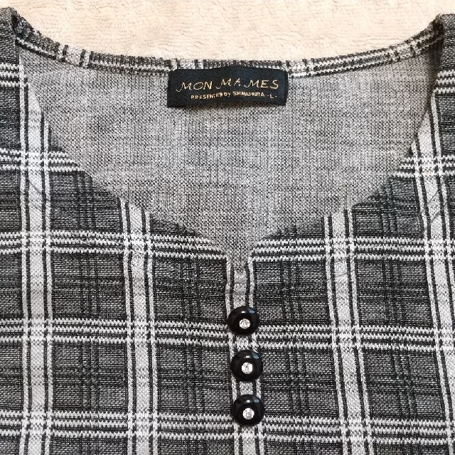 グレーチェック Tシャツ Lサイズ レディースのトップス(カットソー(半袖/袖なし))の商品写真