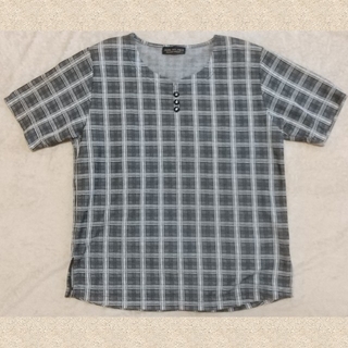 グレーチェック Tシャツ Lサイズ(カットソー(半袖/袖なし))