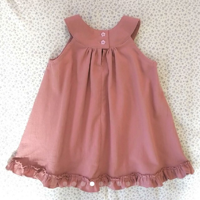 丸ヨーク裾フリルワンピース☆90size キッズ/ベビー/マタニティのキッズ服女の子用(90cm~)(ワンピース)の商品写真