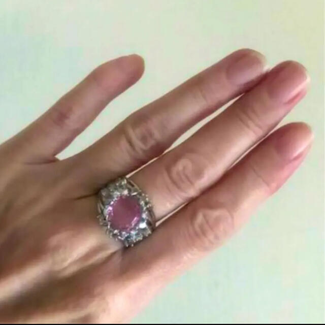 未使用 スワロフスキーリング ❤️pink 5.8ct 925   11号 メンズのアクセサリー(リング(指輪))の商品写真