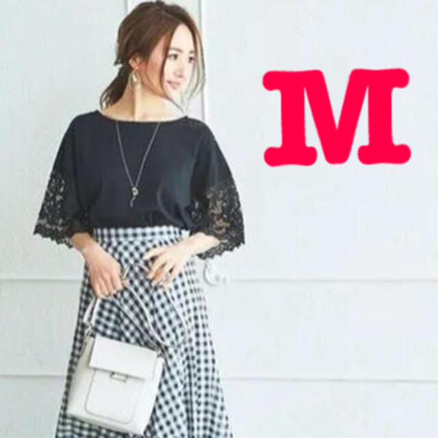 しまむら(シマムラ)のM⭐︎星玲奈⭐︎Black⭐︎袖レース レディースのトップス(カットソー(半袖/袖なし))の商品写真