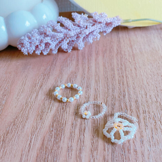 【ゴールド×オレンジ】もうすぐ夏だお花リングセット レディースのアクセサリー(リング(指輪))の商品写真