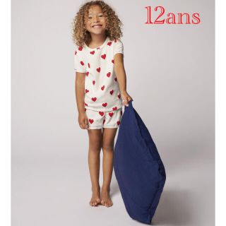 プチバトー(PETIT BATEAU)の新品 プチバトー 12ans ハート プリント 半袖 パジャマ(パジャマ)