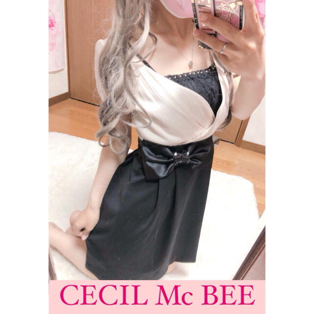 CECIL McBEE(セシルマクビー)の3740.CECIL Mc BEE 結婚式 パーティー ドレス ウエストリボン レディースのワンピース(ひざ丈ワンピース)の商品写真