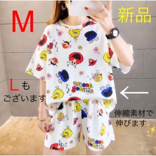 セサミストリート(SESAME STREET)のセサミストリート　エルモ　パジャマ　M　部屋着　夏服　セットアップ　可愛い　格安(Tシャツ(半袖/袖なし))