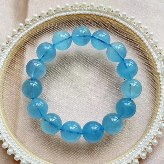 高級】天然 アクアマリン ブレスレット 13.5mm bio.francophonie.org