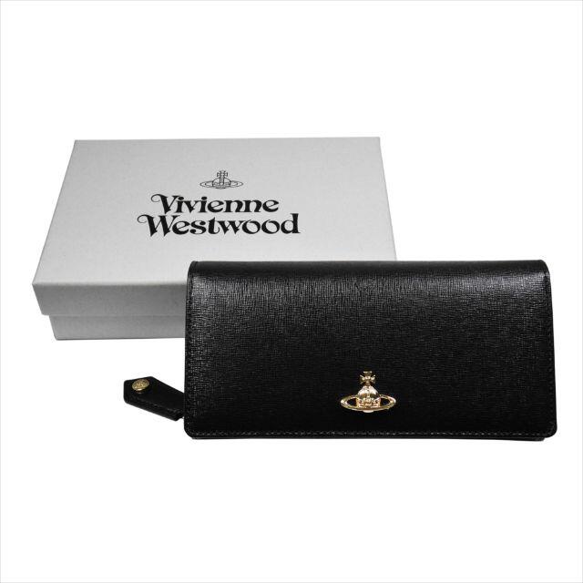 Vivienne Westwood(ヴィヴィアンウエストウッド)のヴィヴィアンウエストウッド SAFFIANO 二つ折り長財布　ブラック レディースのファッション小物(財布)の商品写真