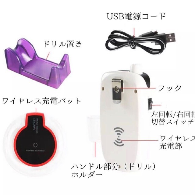 レクシアスピン 互換モデル ネイルマシン 白 ネイルドリル プロ用 ネイル