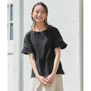 グローブ(grove)のグローブ 洗える/UV/抗菌防臭ギザコットン袖フリルプルオーバー(Tシャツ(半袖/袖なし))