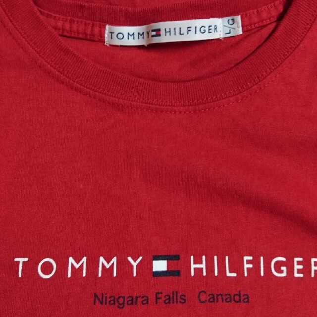 TOMMY HILFIGER(トミーヒルフィガー)のtommy hilfigerトミーヒルフィガー Tシャツ 半袖 シャツ 赤 古着 レディースのトップス(Tシャツ(半袖/袖なし))の商品写真