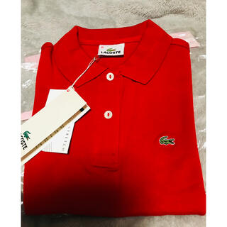 ラコステ(LACOSTE)の韓国購入　ラコステ　ポロシャツ　赤　新品未使用(ポロシャツ)