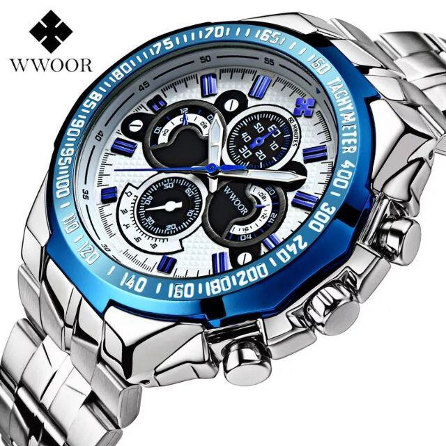WWOORメンズ腕時計（新品・ブルー・電池も新品）#7-16a