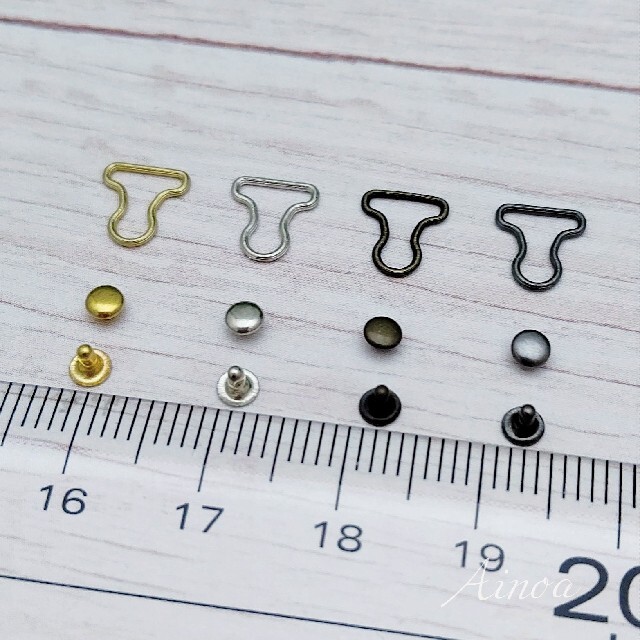 【TKS★】吊りカンSサイズ カシメ3mm サロペット金具 吊りバックル 16個 ハンドメイドの素材/材料(各種パーツ)の商品写真