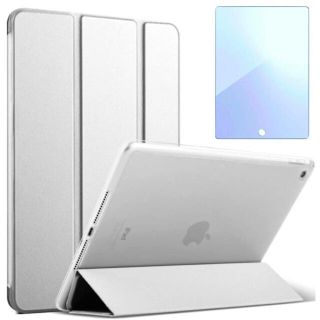 グレーiPad 10.2 第9/８/７世代　スマートカバー ガラスフィルムセット(iPadケース)